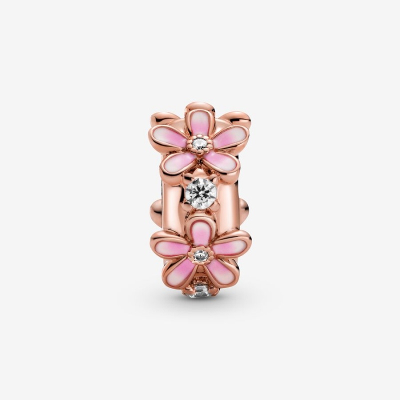 Pandora Pink Daisy Spacer Clip Clips Rose Gold Plated | 3641-ODKSJ