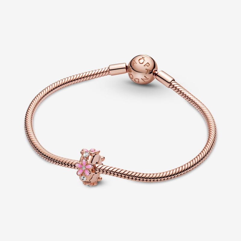 Pandora Pink Daisy Spacer Clip Clips Rose Gold Plated | 3641-ODKSJ