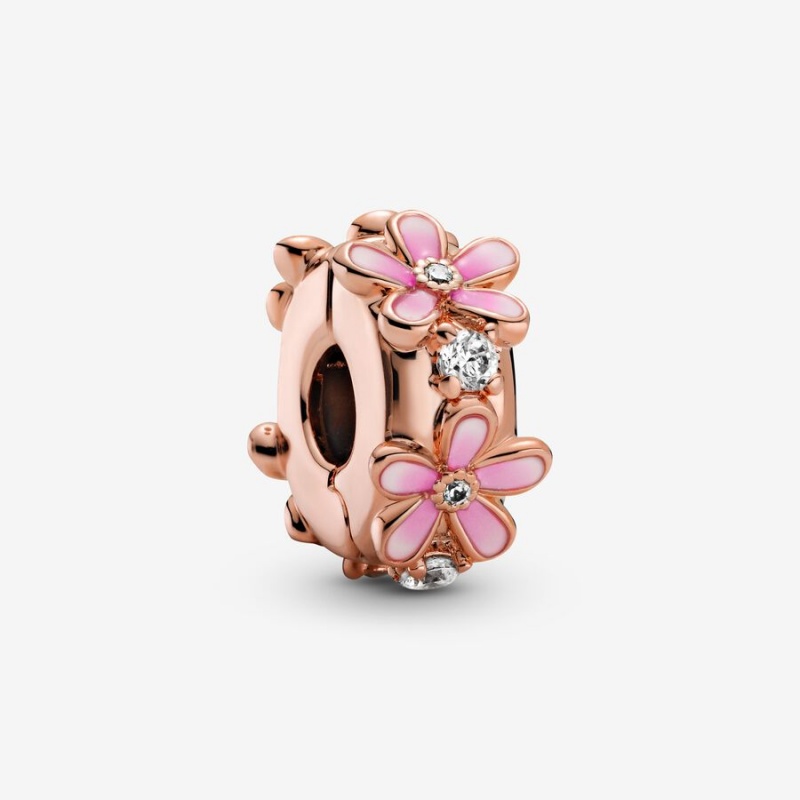 Pandora Pink Daisy Spacer Clip Clips Rose Gold Plated | 3641-ODKSJ