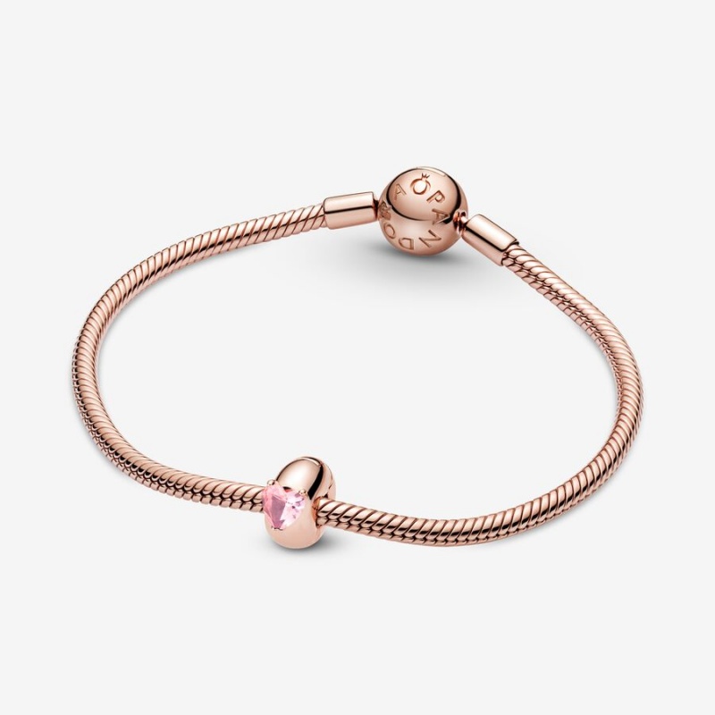 Pandora Pink Heart Solitaire Clip Clips Rose Gold Plated | 2489-KZMSW