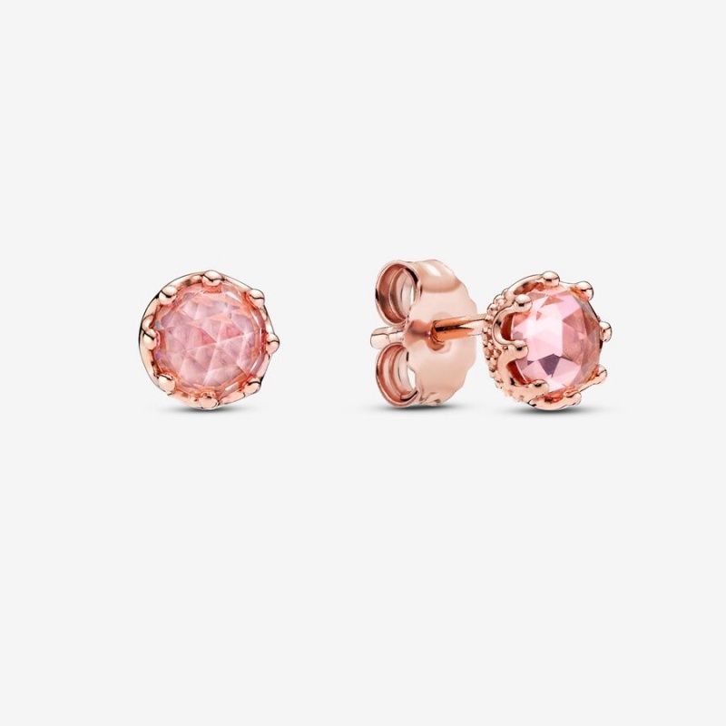 Pandora Pink Sparkling Crowns Stud Earrings Rose Gold Plated | 5104-CFPAT