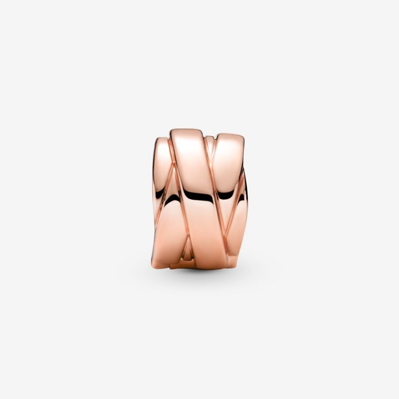 Pandora Polished Ribbons Clip Clips Rose Gold Plated | 0257-TENRP