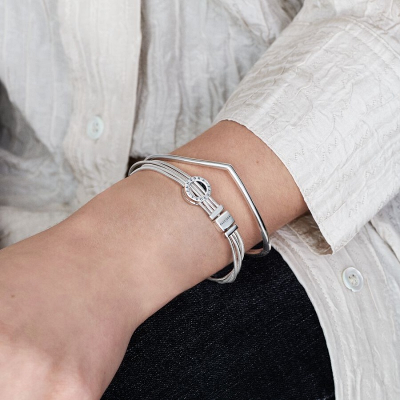 Pandora Polished Wishbone Bangle Bangles Sterling Silver | 9834-BFOYG