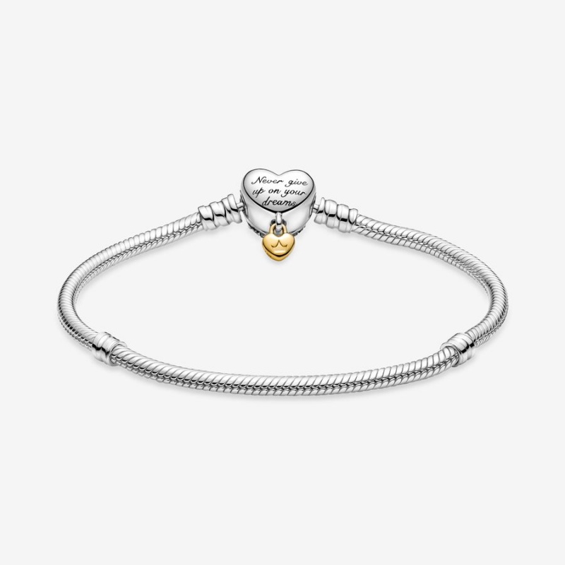 Pandora Princess Moments Heart Snake Charm Bracelets Two-tone | 9531-CBOZK