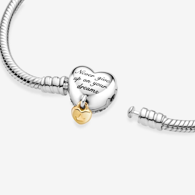 Pandora Princess Moments Heart Snake Charm Bracelets Two-tone | 9531-CBOZK