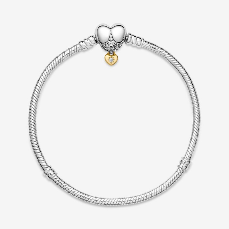 Pandora Princess Moments Heart Snake Charm Bracelets Two-tone | 9531-CBOZK