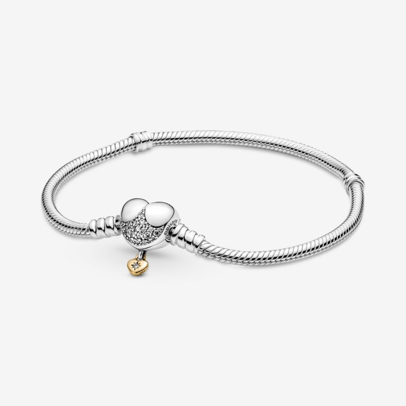 Pandora Princess Moments Heart Snake Charm Bracelets Two-tone | 9531-CBOZK