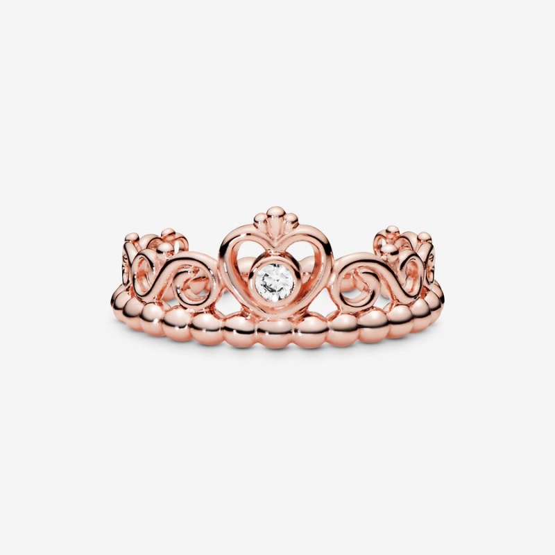 Pandora Princess Tiara Crown Heart & Promise Rings Rose Gold Plated | 1876-ZSCVP