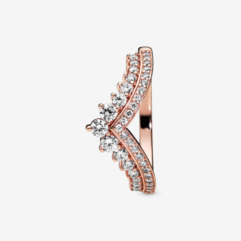 Pandora Princess Wishbone Pinky Rings Rose Gold Plated | 1692-XHJKL