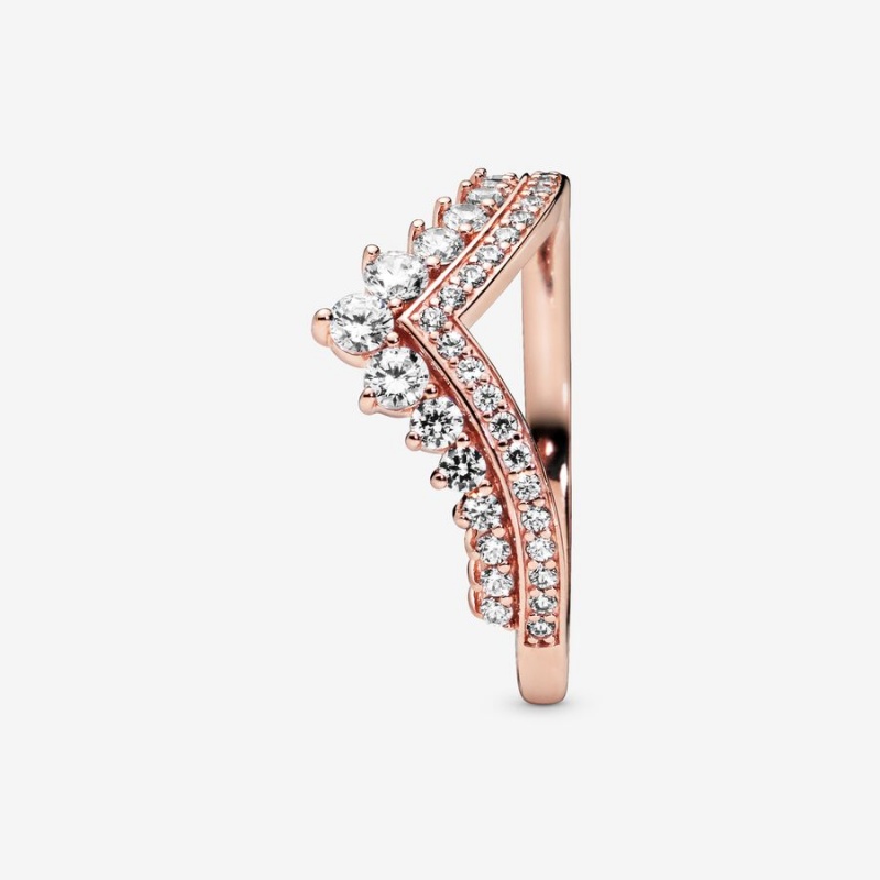 Pandora Princess Wishbone Pinky Rings Rose Gold Plated | 1692-XHJKL