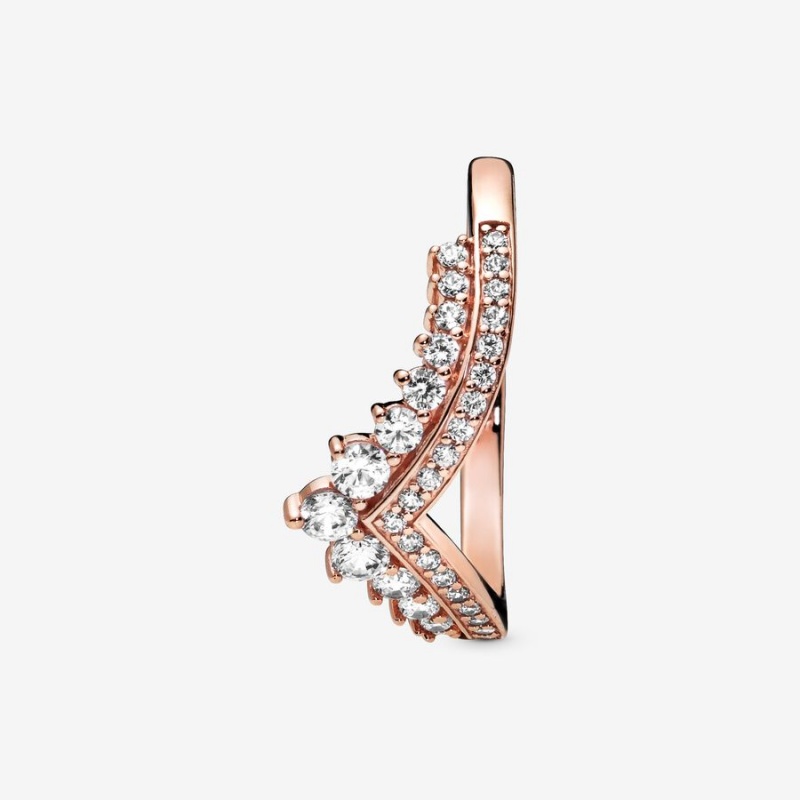 Pandora Princess Wishbone Pinky Rings Rose Gold Plated | 1692-XHJKL