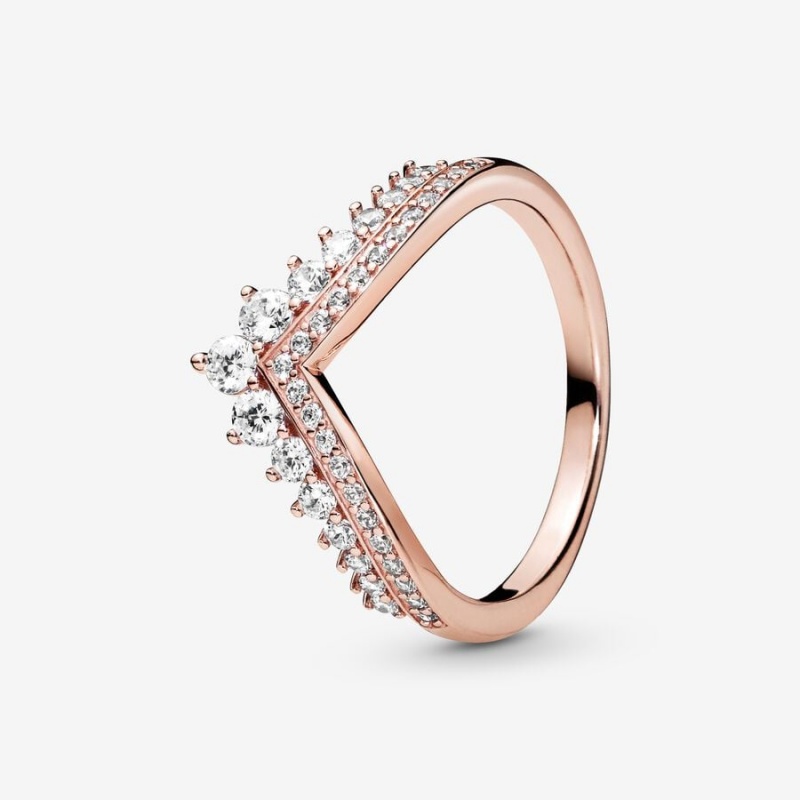 Pandora Princess Wishbone Pinky Rings Rose Gold Plated | 1692-XHJKL