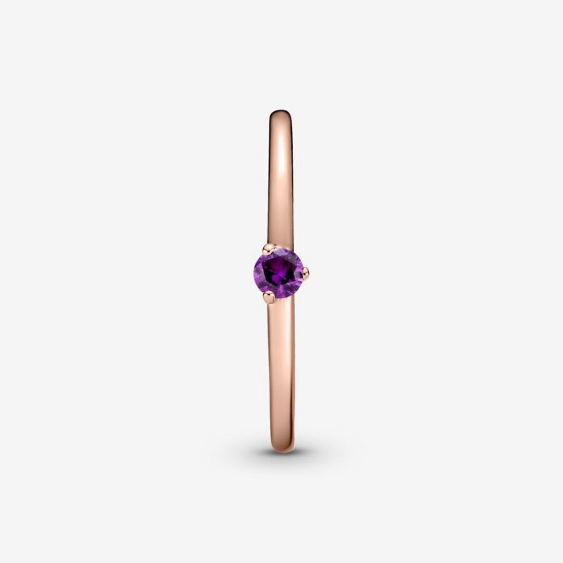 Pandora Purple Solitaire Halo & Solitaire Rings Rose Gold Plated | 8236-LTXDC