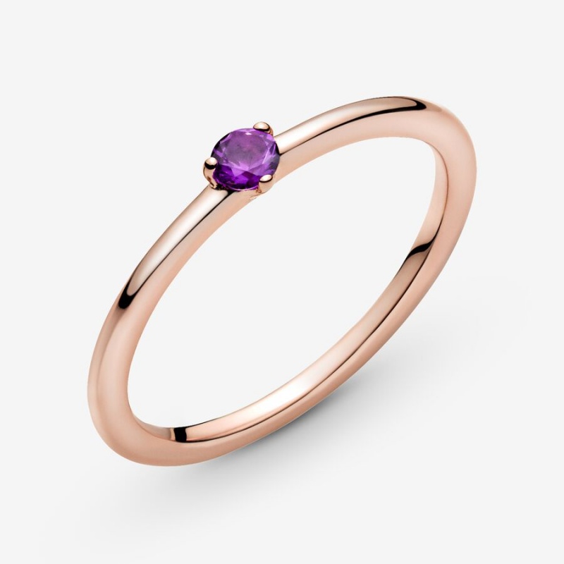 Pandora Purple Solitaire Halo & Solitaire Rings Rose Gold Plated | 8236-LTXDC