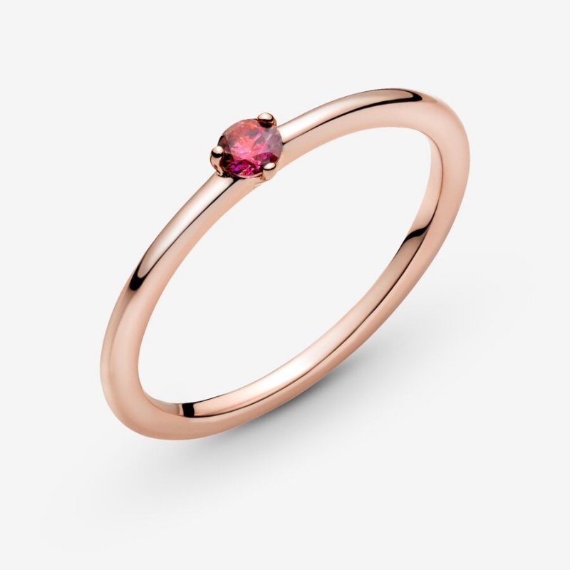 Pandora Red Solitaire Halo & Solitaire Rings Rose Gold Plated | 8264-OHTMR