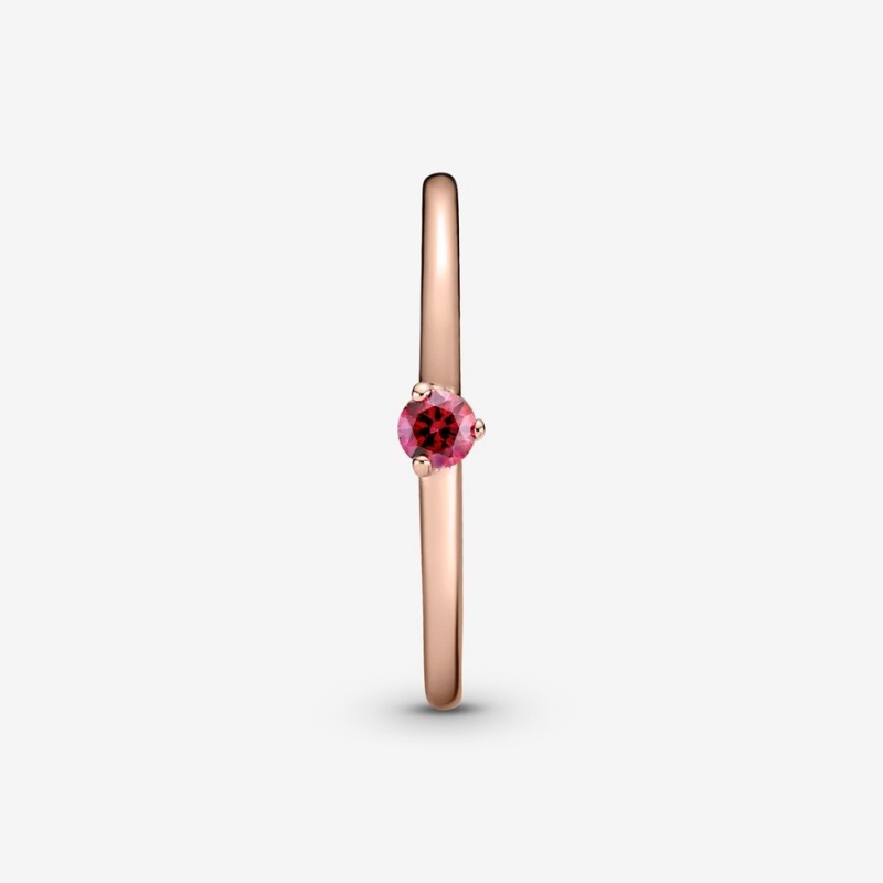 Pandora Red Solitaire Halo & Solitaire Rings Rose Gold Plated | 8264-OHTMR