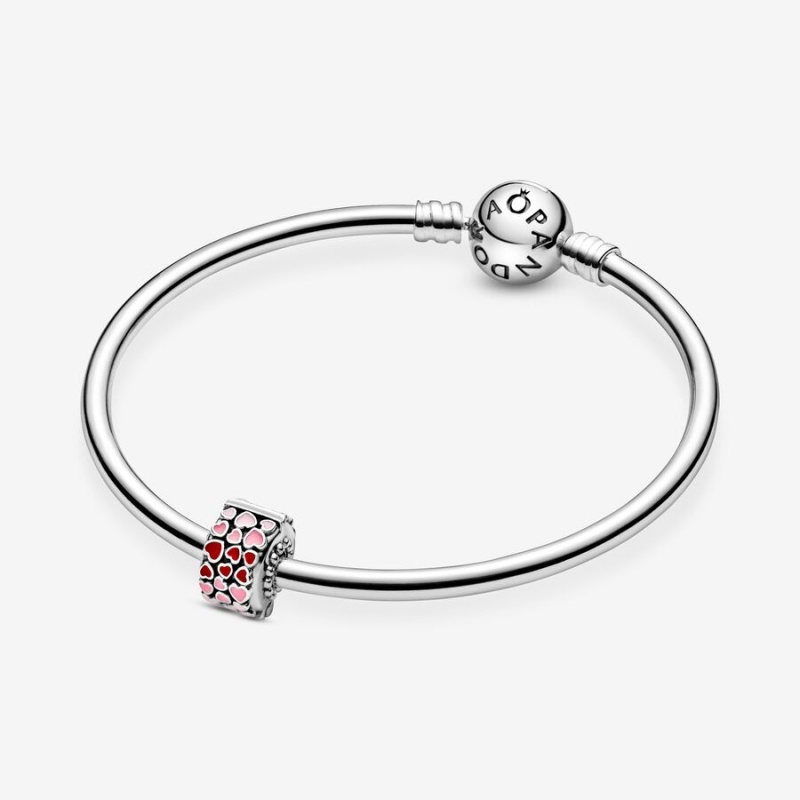 Pandora Red & Pink Hearts Clips Sterling Silver | 5732-TCEYJ