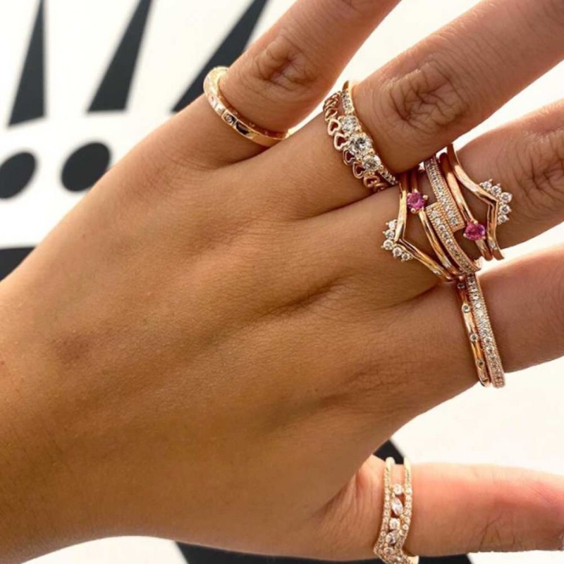 Pandora Ring Sets Rose Gold Plated | 6203-IVOHT