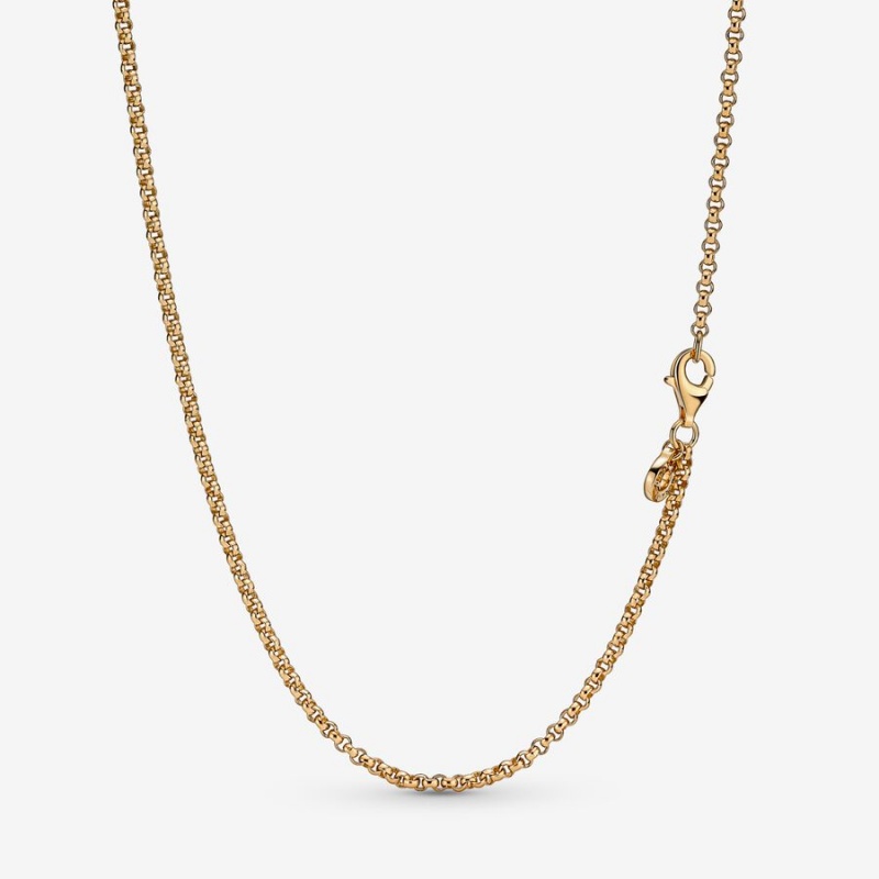 Pandora Rolo Chain Necklaces Gold Plated | 2059-FNBYP