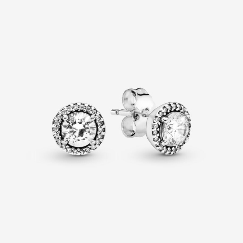 Pandora Round Sparkles Stud Earrings Sterling Silver | 7821-NZXKE