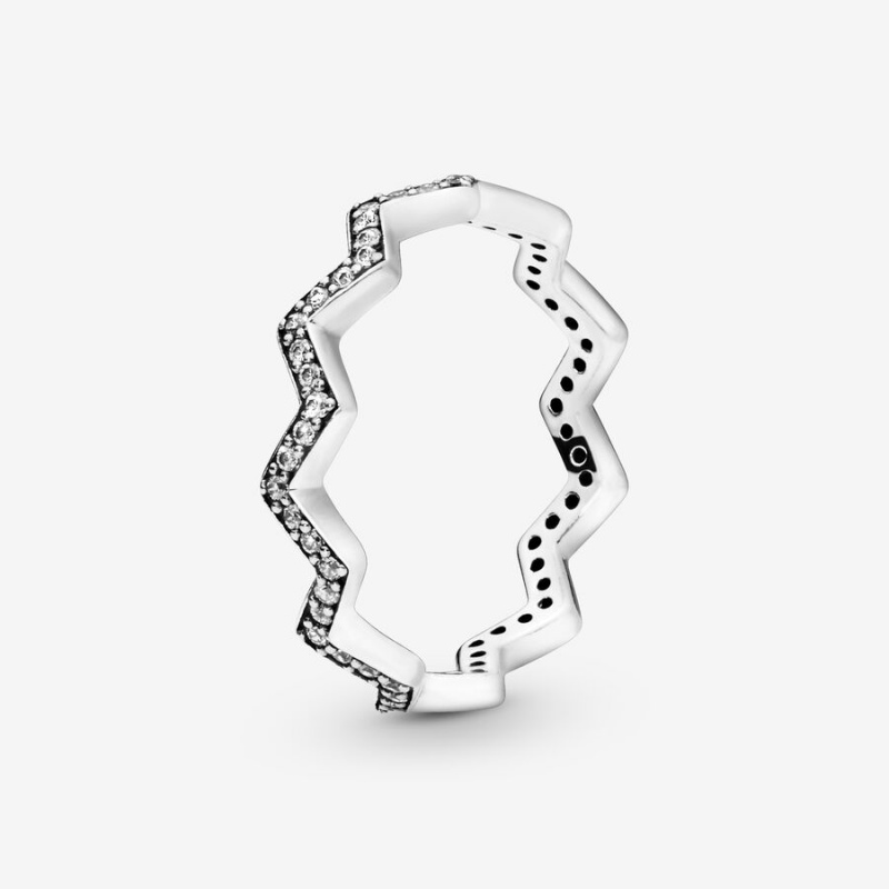 Pandora Shimmering Zigzag Stackable Rings Sterling Silver | 0934-GRTKB