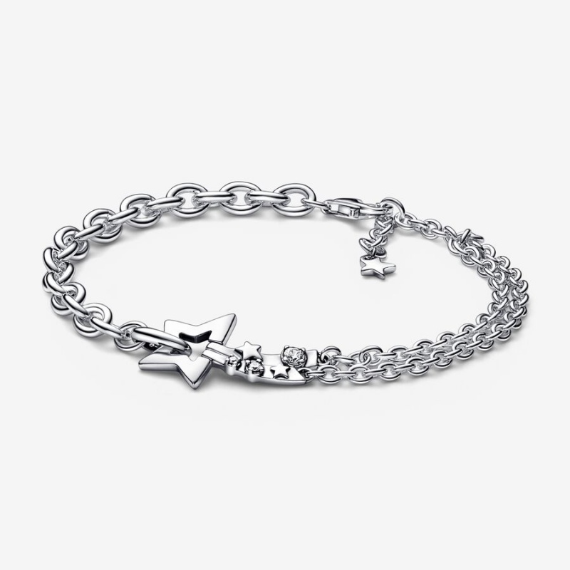 Pandora Shooting Star Double Non-charm Bracelets Sterling Silver | 5841-YBVRL