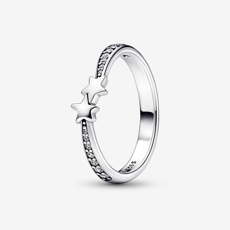 Pandora Shooting Stars Sparkling Stackable Rings Sterling Silver | 9825-FVSCA