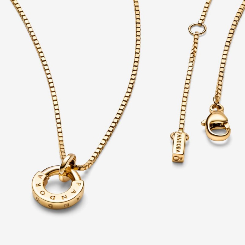 Pandora Signature I-D Collier Pendant Necklaces Gold | 8952-ARGZY