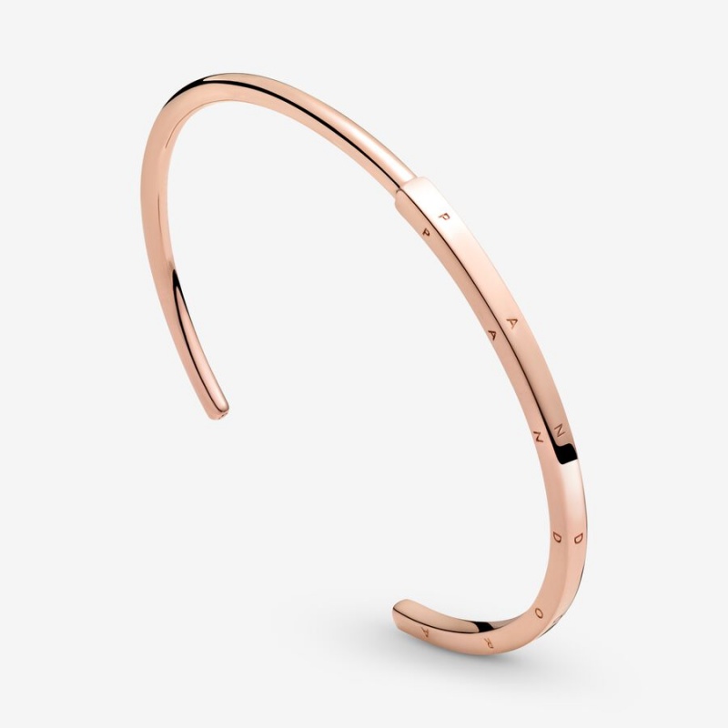 Pandora Signature I-D Open Bangle Bangles Rose Gold Plated | 7935-FNHEJ