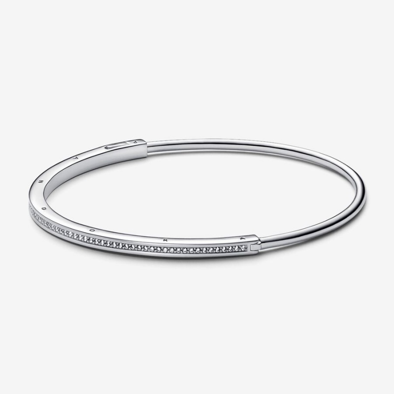 Pandora Signature I-D Pavé Bangle Bangles Sterling Silver | 1593-VCDYS