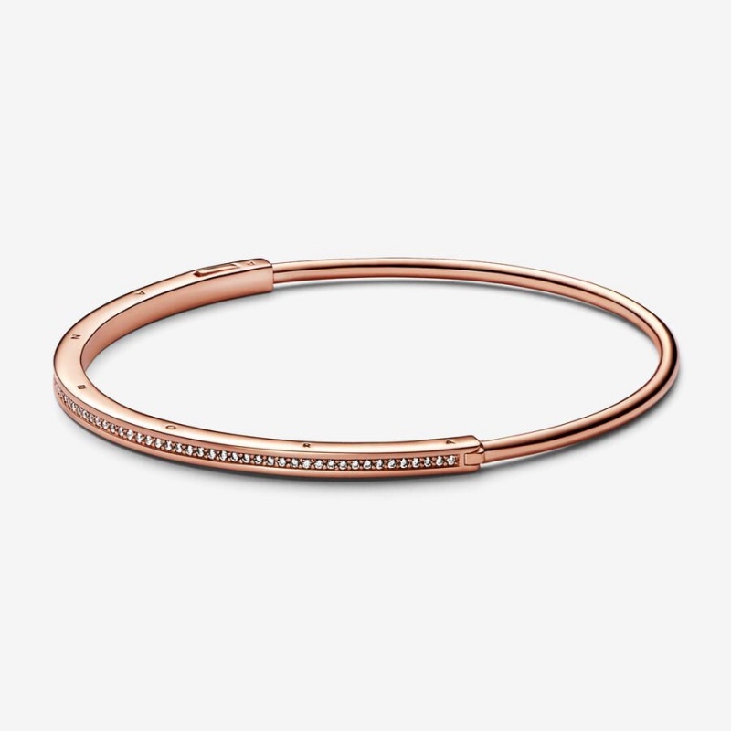 Pandora Signature I-D Pavé Bangle Bangles Rose Gold Plated | 6398-AXKSE