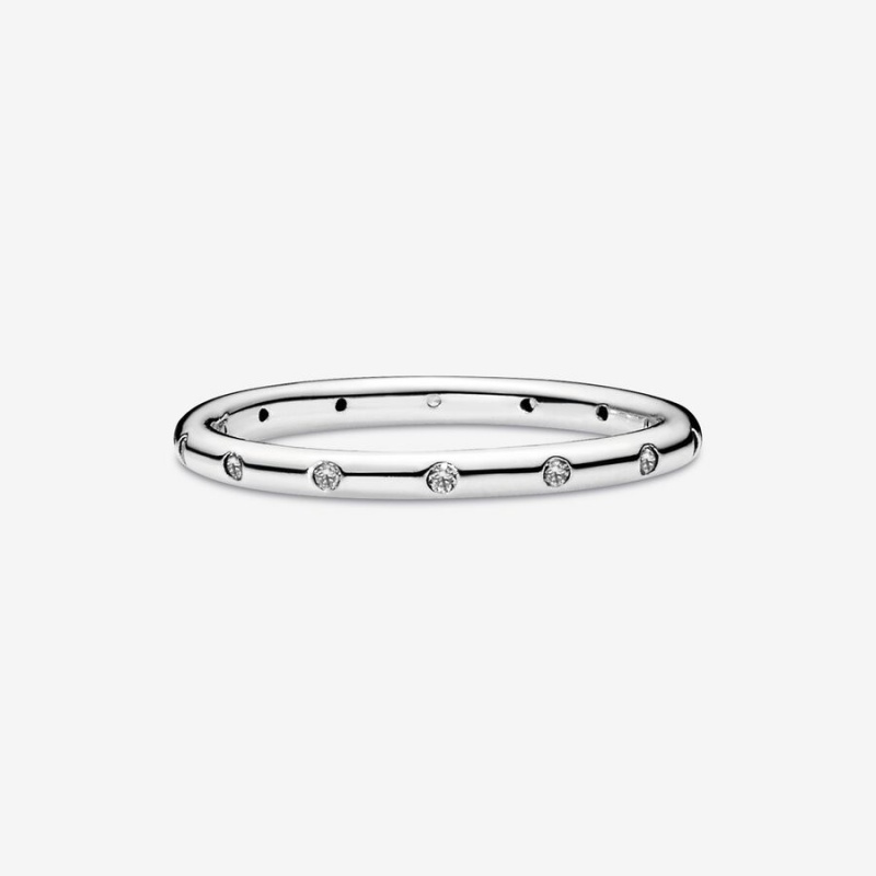 Pandora Simple Sparkling Band Rings Sterling Silver | 9674-PNCUO