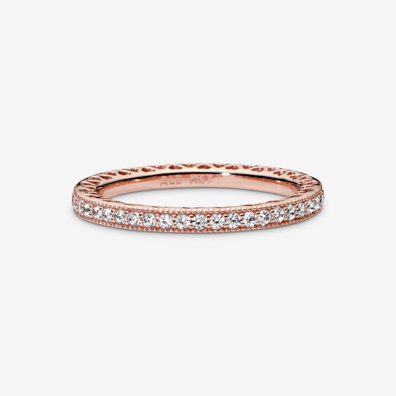 Pandora Sparkle Band Rings Rose Gold Plated | 1932-PZSIQ