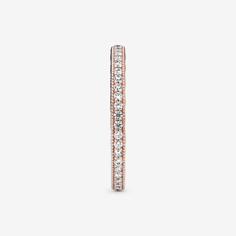 Pandora Sparkle Band Rings Rose Gold Plated | 1932-PZSIQ