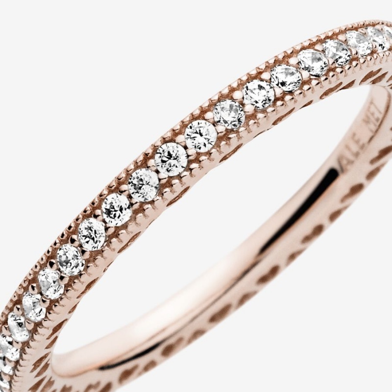 Pandora Sparkle Band Rings Rose Gold Plated | 1932-PZSIQ