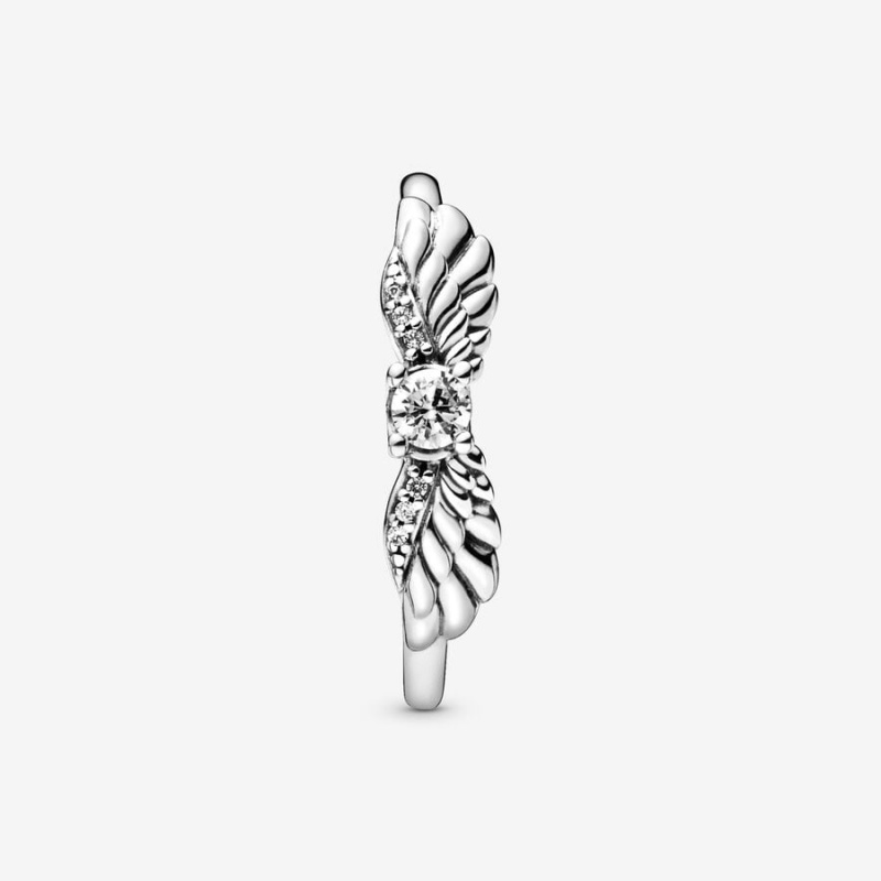 Pandora Sparkling Angel Wings Statement Rings Sterling Silver | 7614-QOLZF