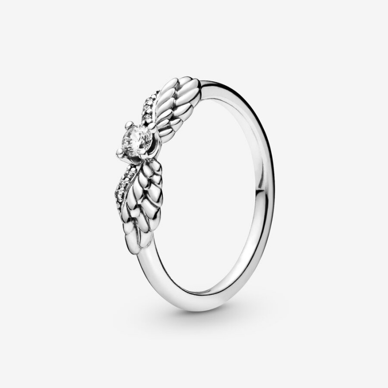 Pandora Sparkling Angel Wings Statement Rings Sterling Silver | 7614-QOLZF