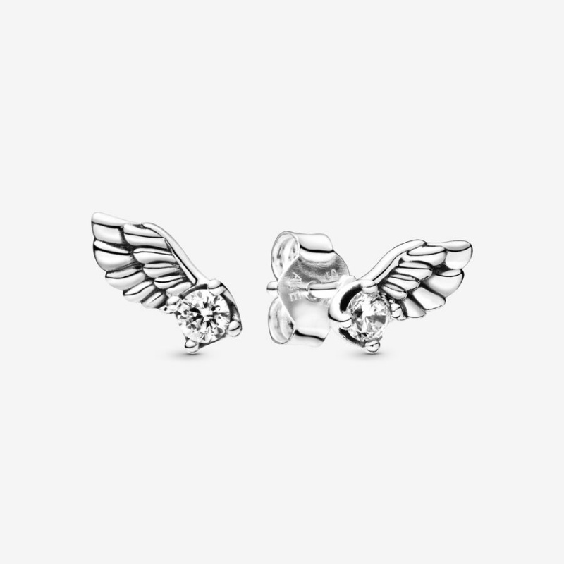 Pandora Sparkling Angel Wings Stud Earrings Sterling Silver | 8345-ERJUN