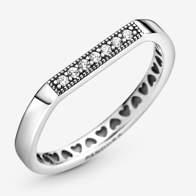 Pandora Sparkling Bar Stacking Stackable Rings Sterling Silver | 4871-ICZRM