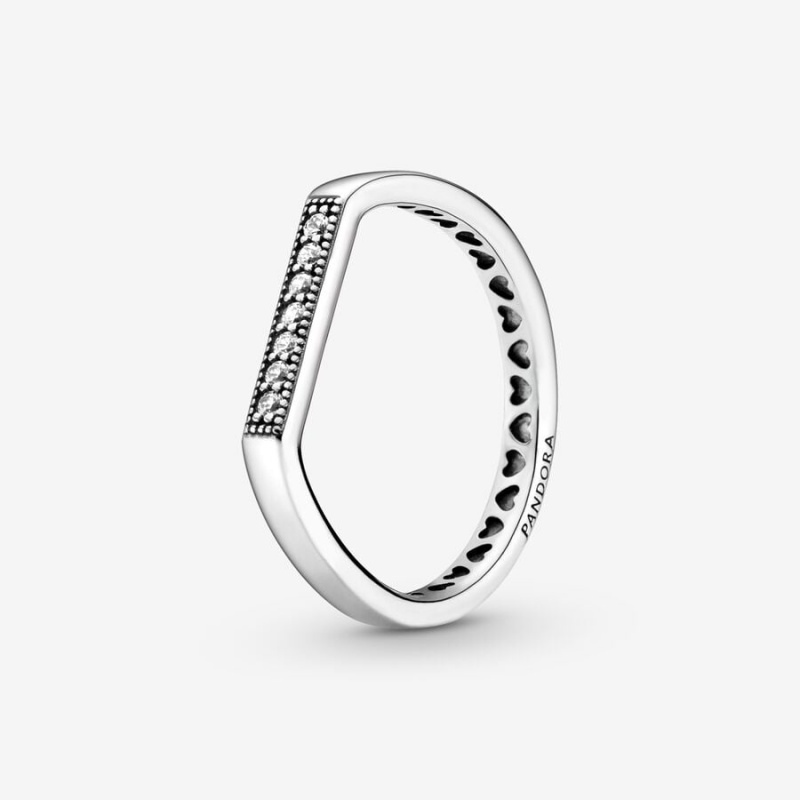 Pandora Sparkling Bar Stacking Stackable Rings Sterling Silver | 4871-ICZRM