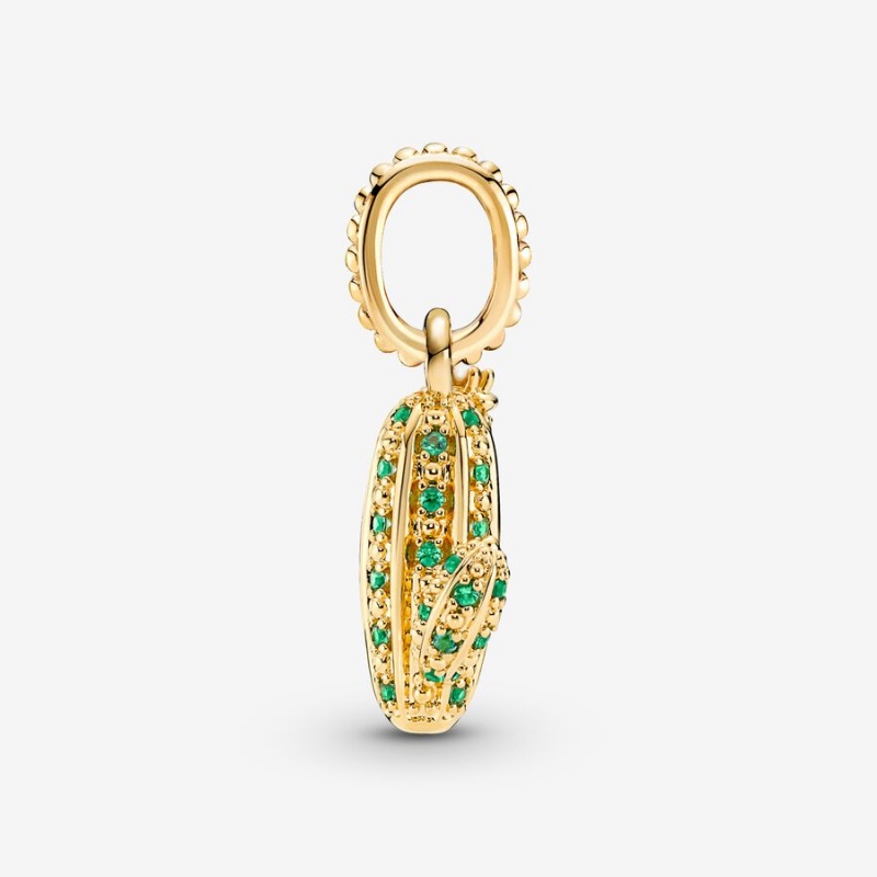 Pandora Sparkling Desert Cactus Pendants Gold Plated | 7312-WTVLM