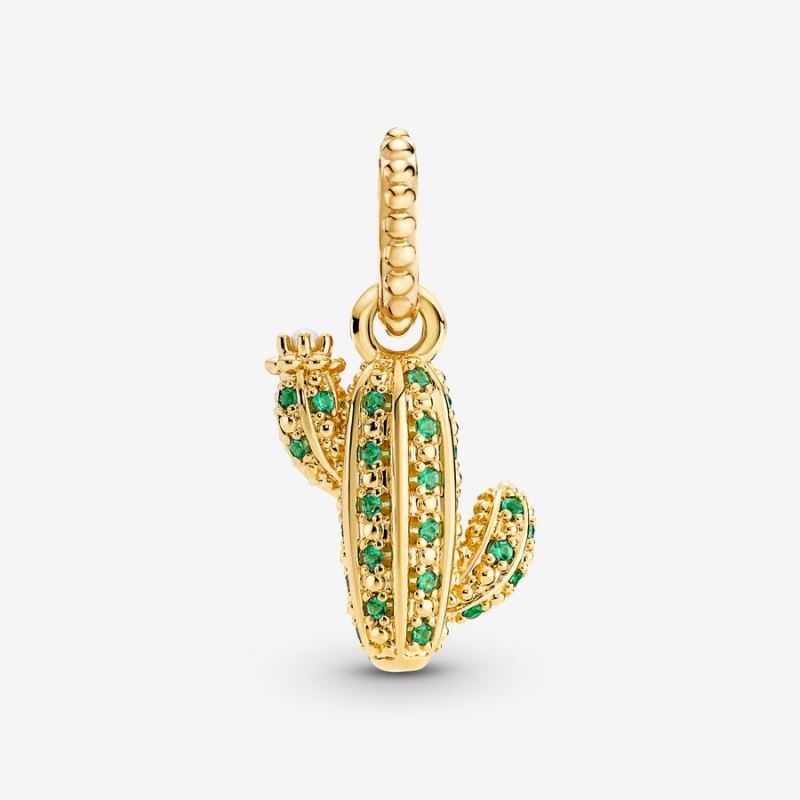 Pandora Sparkling Desert Cactus Pendants Gold Plated | 7312-WTVLM