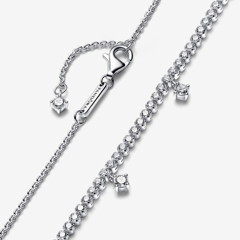 Pandora Sparkling Drop Collier Chain Necklaces Sterling Silver | 5862-MKPDT