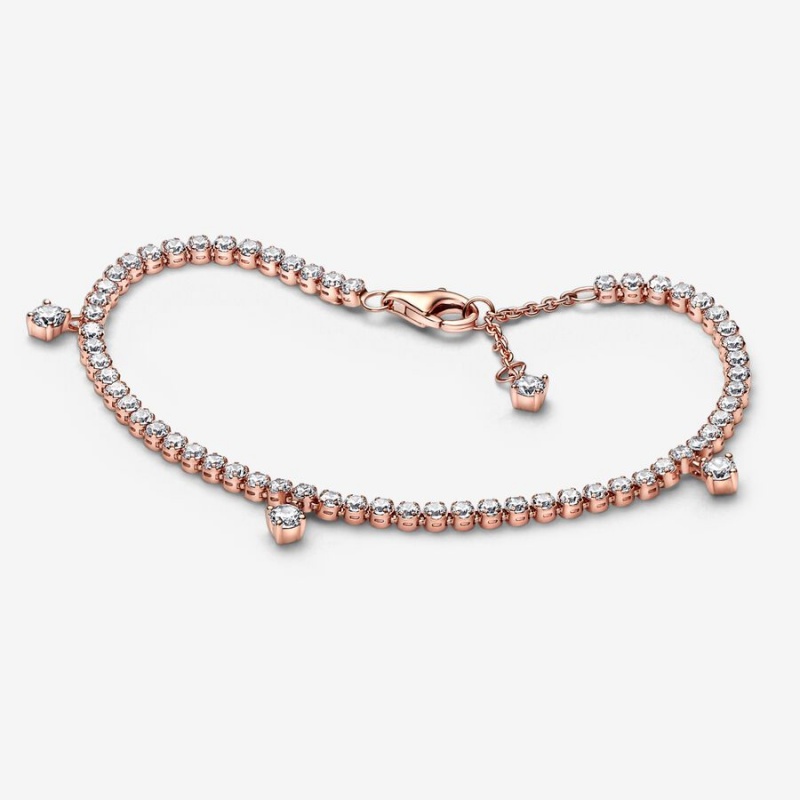 Pandora Sparkling Drops Tennis Non-charm Bracelets Rose Gold Plated | 1642-UZEFH