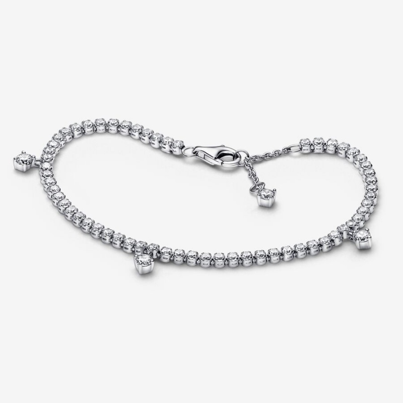 Pandora Sparkling Drops Tennis Non-charm Bracelets Sterling Silver | 3860-OPMWY