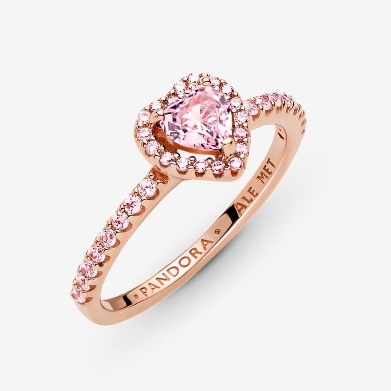 Pandora Sparkling Elevated Heart & Promise Rings Rose Gold Plated | 7359-BAHCG