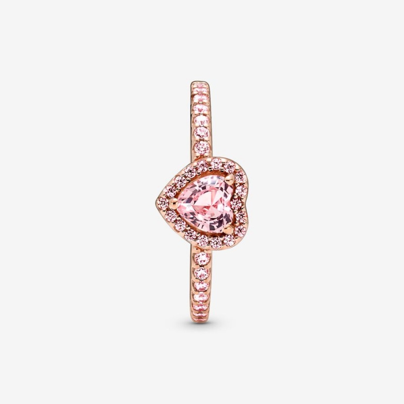 Pandora Sparkling Elevated Heart & Promise Rings Rose Gold Plated | 7359-BAHCG