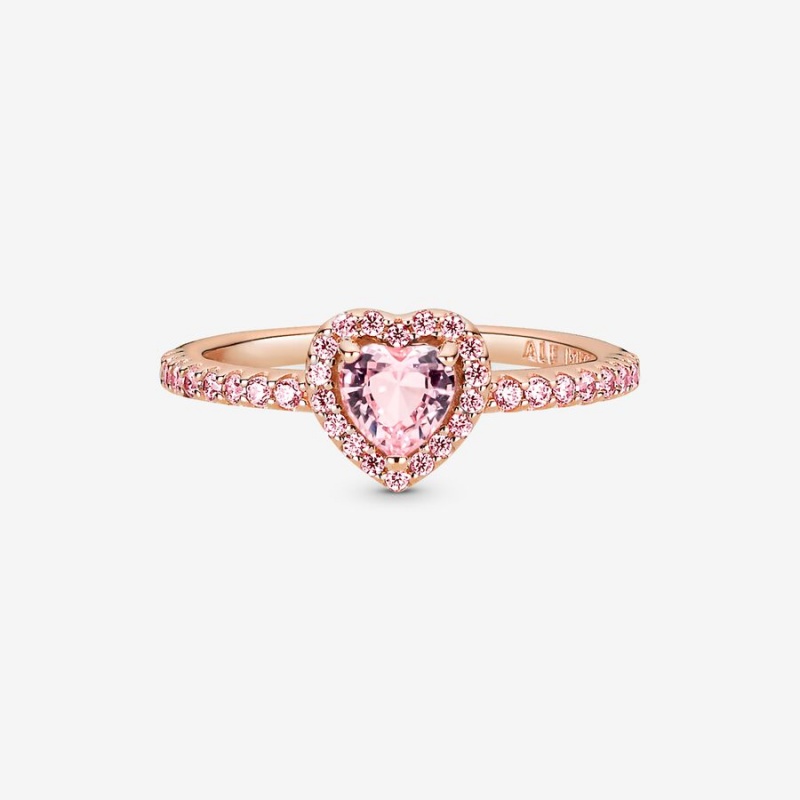 Pandora Sparkling Elevated Heart & Promise Rings Rose Gold Plated | 7359-BAHCG