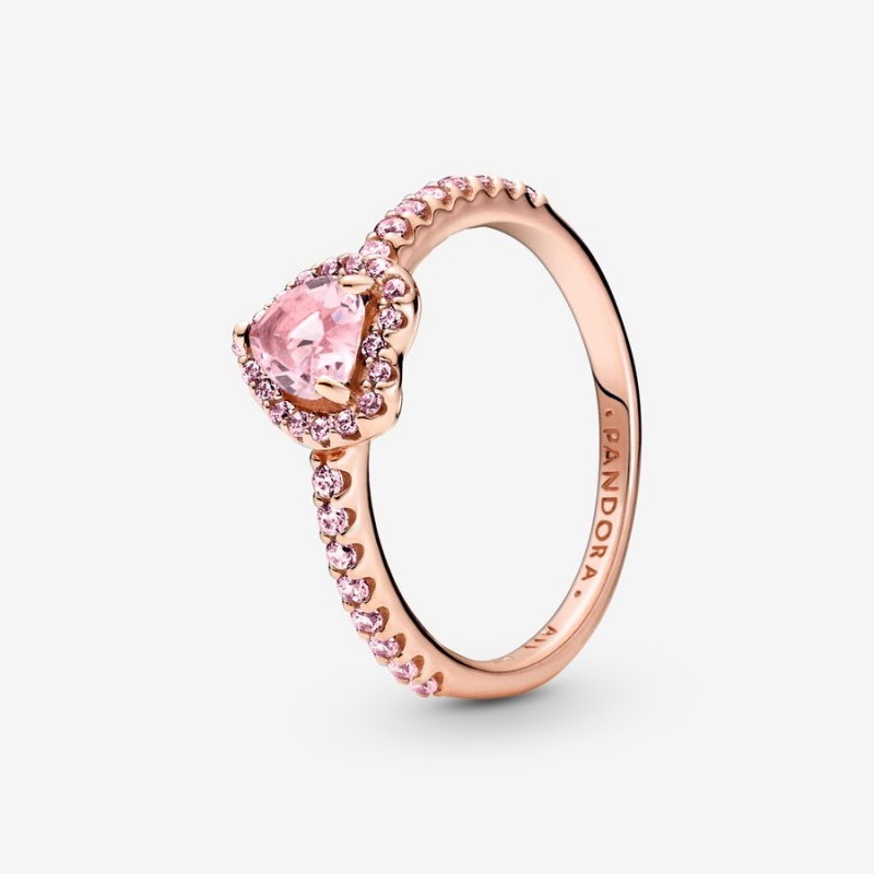 Pandora Sparkling Elevated Heart & Promise Rings Rose Gold Plated | 7359-BAHCG