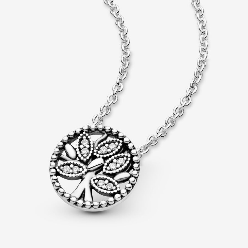 Pandora Sparkling Family Tree Pendant Necklaces Family Jewelry | 1865-SBPXA